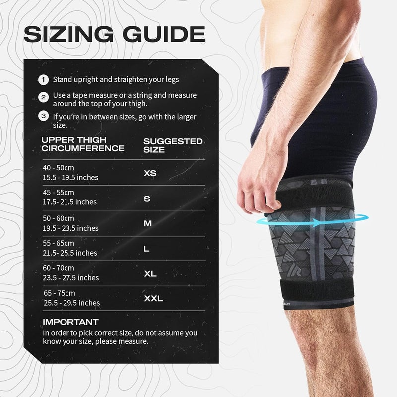 Always Ready , Thigh Compression Support Sleeve (2 Per Pack) with Hot & Cold Gel Pack for Hamstring & Quadricep Muscle Strains & Injury, Men & Women, Two Adjustable Compression Straps, Non-Slip (L) - Image 2